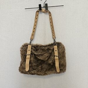 Faux Fur Brown Shoulder Cross Body Bag NWOT